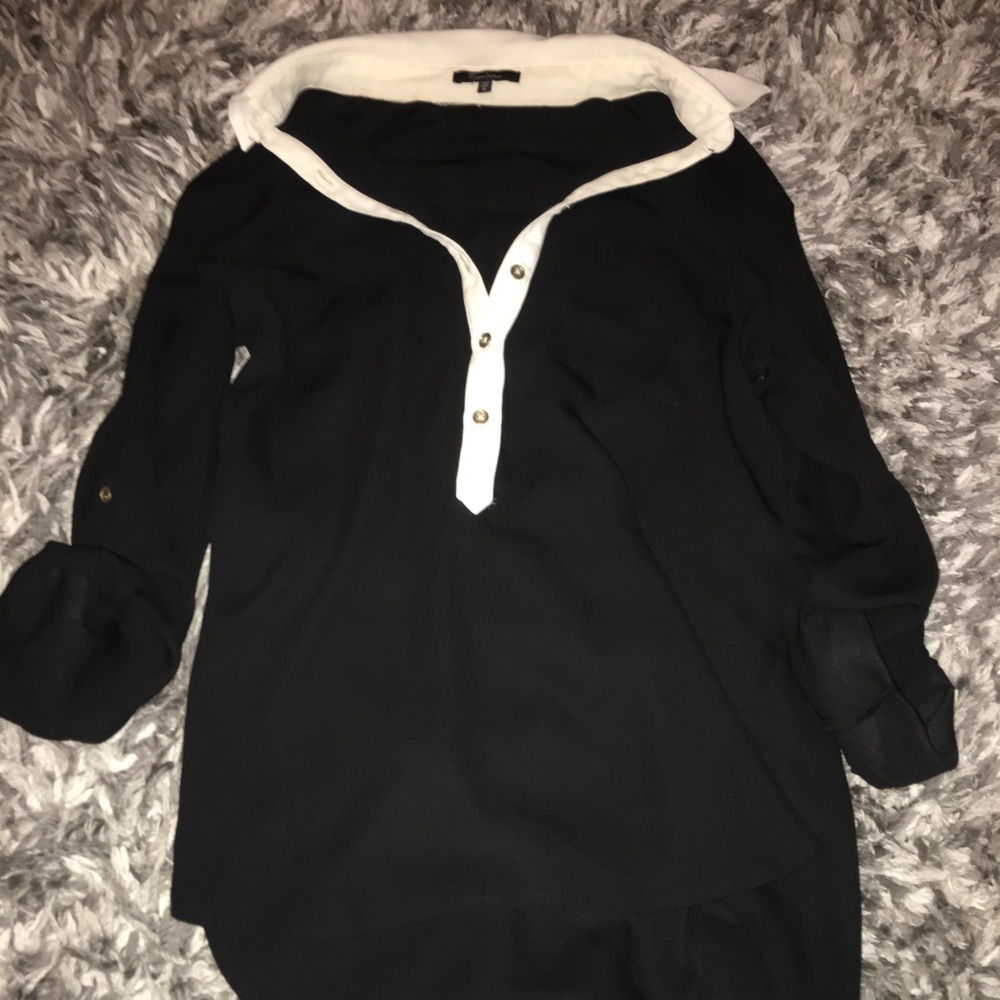 Black chiffon collared shirt